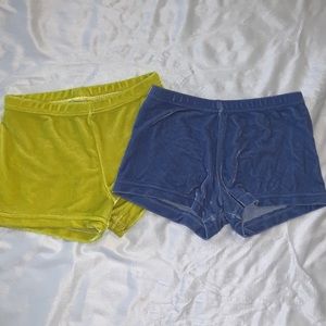 Gymnastics girls Prizm shorts green blue velour L